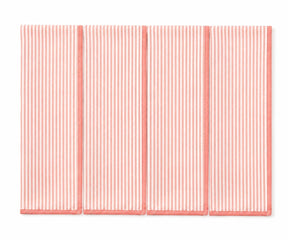 Red striped linen napkins set of 4 made from 100% linen, reusable cloth dinner napkins with contrast piping for farmhouse dining, holiday tables, weddings, and everyday meals.