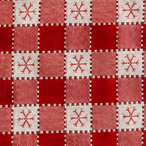 Red and Ivory Snowflake Check Fabric Swatch