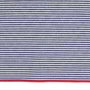 Set of navy blue and white striped rectangle placemats in 100% cotton with decorative red edge for modern and farmhouse table décor