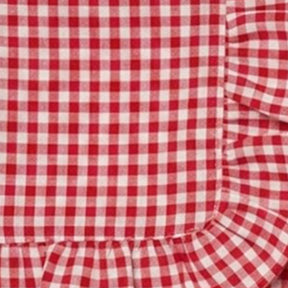 Red checked cotton dinner napkin with ruffle trim
