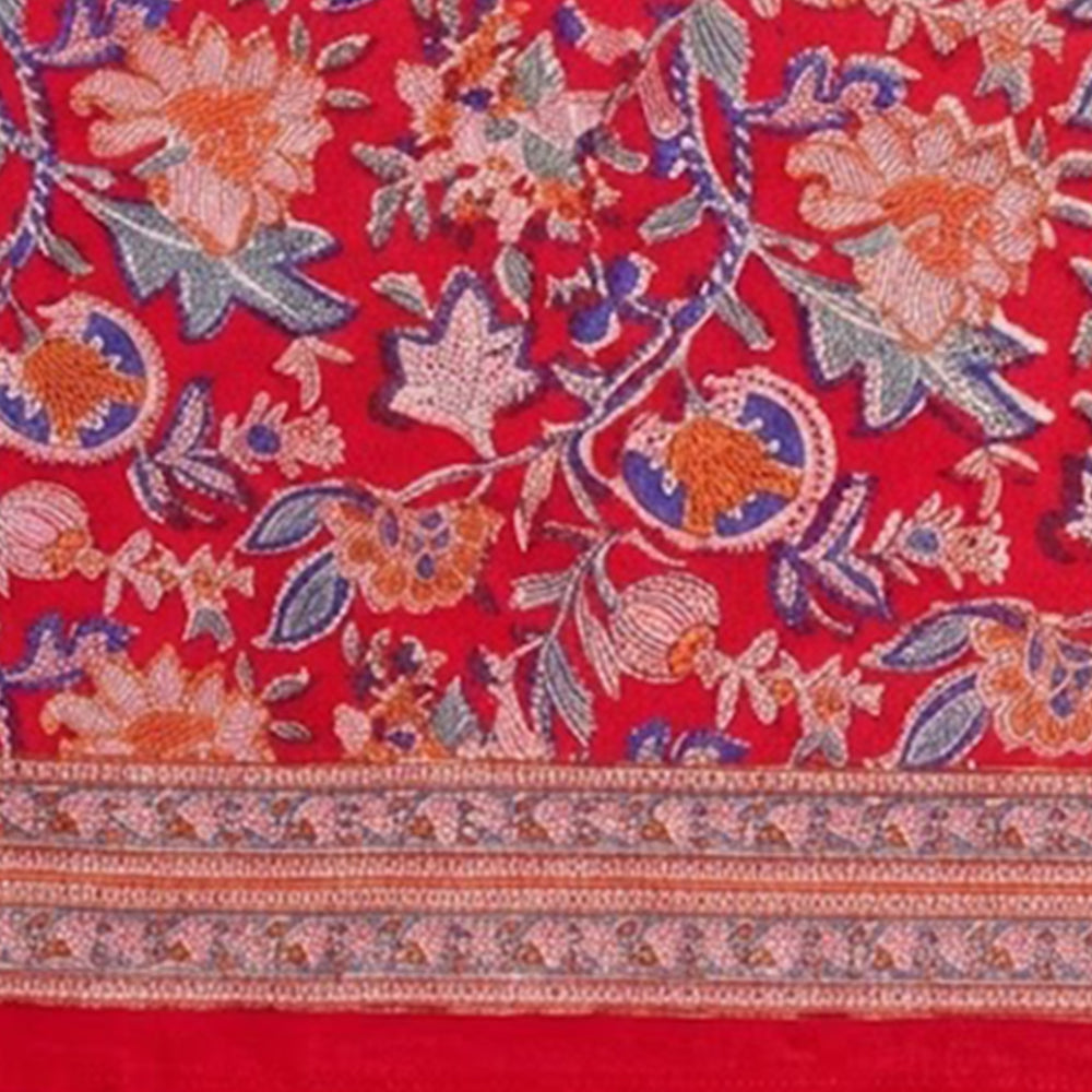 Floral cotton canvas tablecloth hand block print rectangular dining table cover reusable eco friendly linen