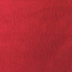 Red Cotton Jacquard Damask Tablecloth Fabric Swatch Showing Textured Woven Pattern