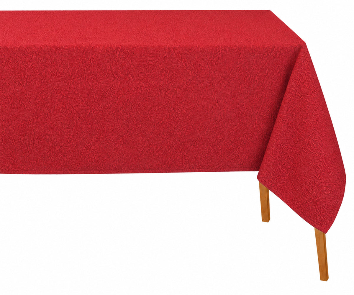 Red Cotton Jacquard Damask Tablecloth with Elegant Woven Pattern for Rectangular Dining Tables, Perfect for Weddings, Holidays, and Formal Dining