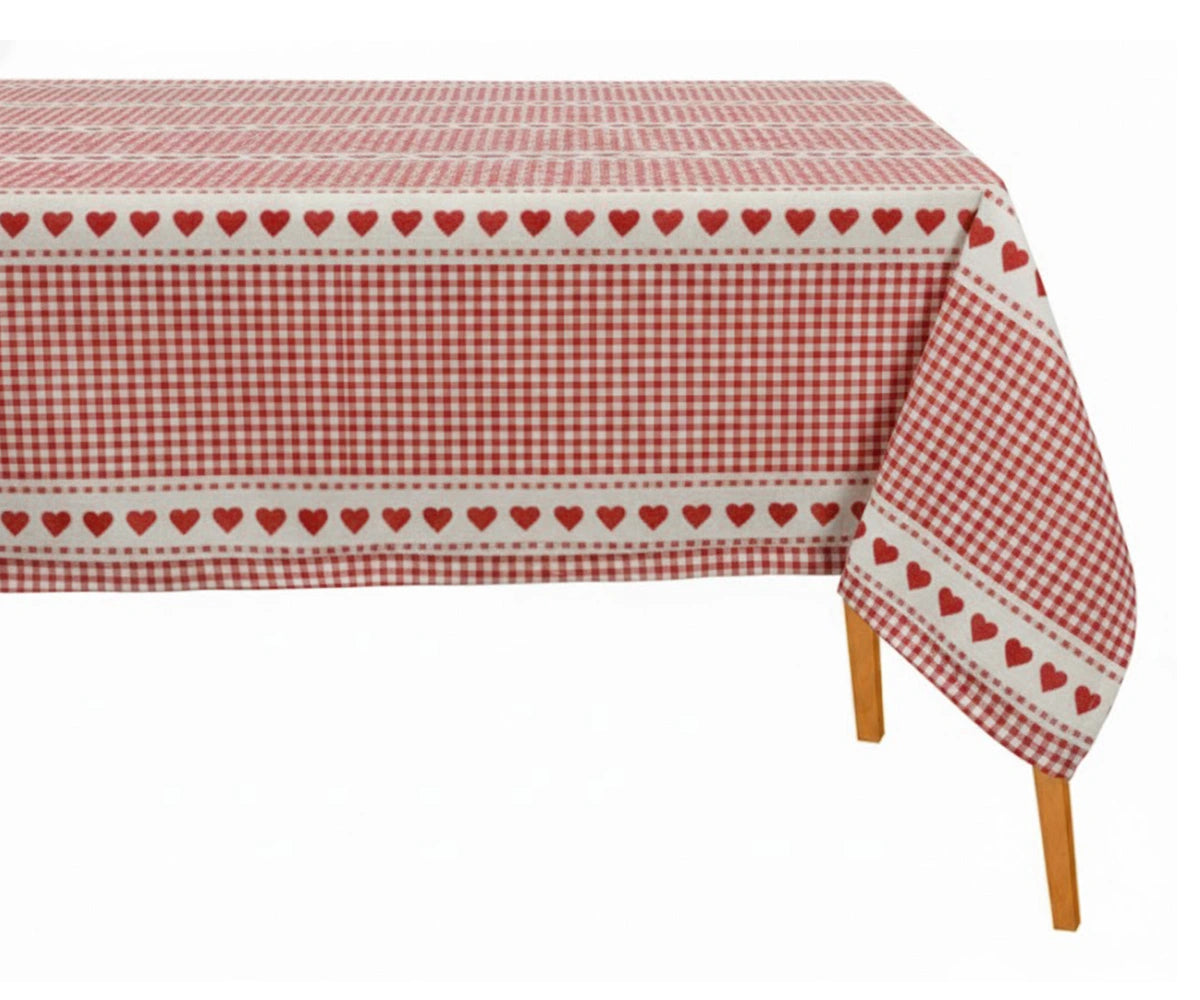 Valentine themed red and white tablecloth pattern
