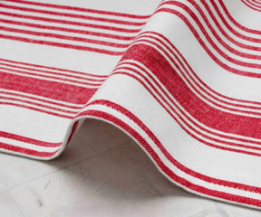 Close-up of red striped cotton cloth napkin