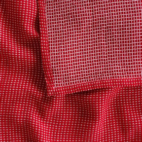 Versatile red fabric rectangle tablecloth for casual and formal occasions