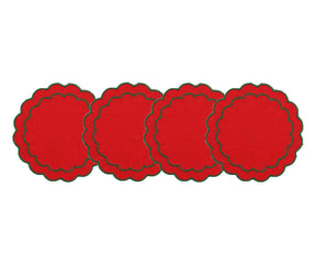 Decorative round cotton placemats with scalloped edges for dining and entertaining