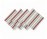 Set of French striped cotton napkins in red, green, and blue stripe patterns