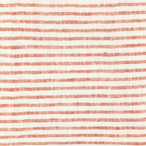 Close-up view of a red and white horizontal striped cotton fabric texture swatch.