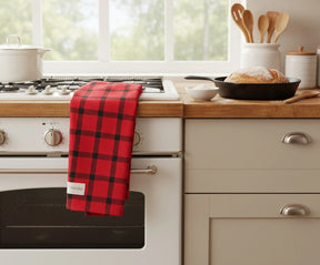 black and red plaid cotton towels for everyday kitchen use
