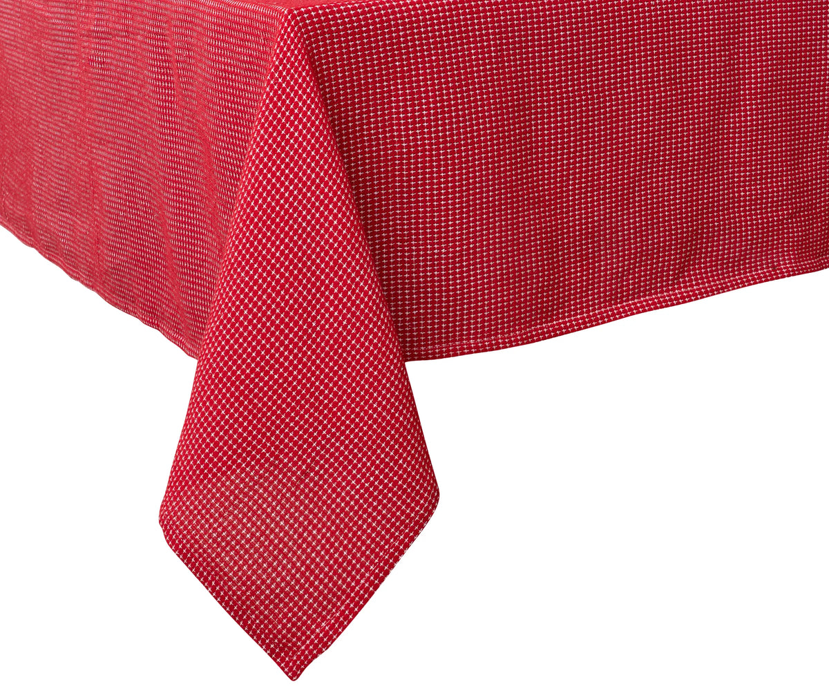 Elegant deep red fabric table cover for weddings and celebrations