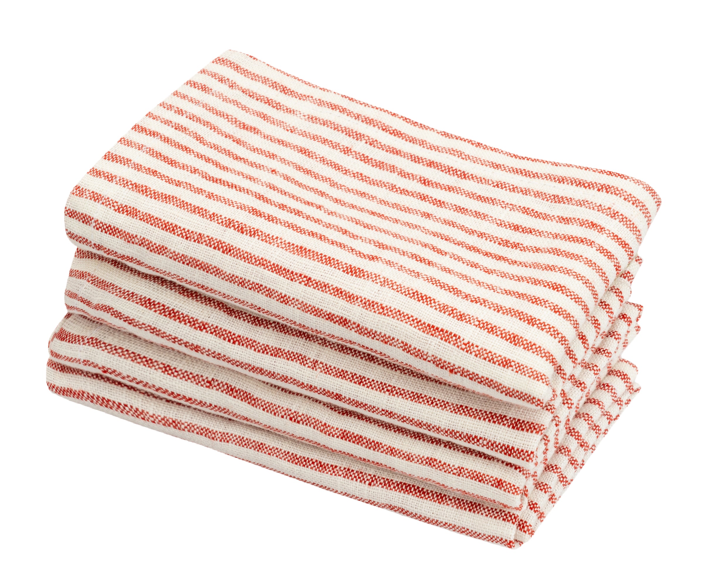 Red Linen Striped Napkins – 100% Linen | Set of 4