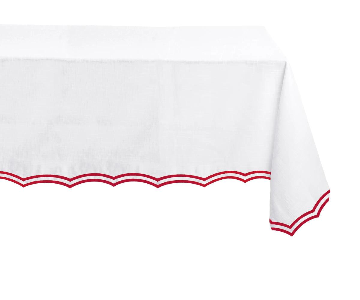Elegant red fabric tablecloth for dining table décor