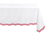 Elegant red fabric tablecloth for dining table décor