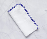 Elegant 100% cotton dinner napkins in royal blue for wedding table setting