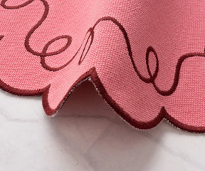 Charming pink cotton placemat, washable and durable round table decor for weddings, bulk events, and everyday dining