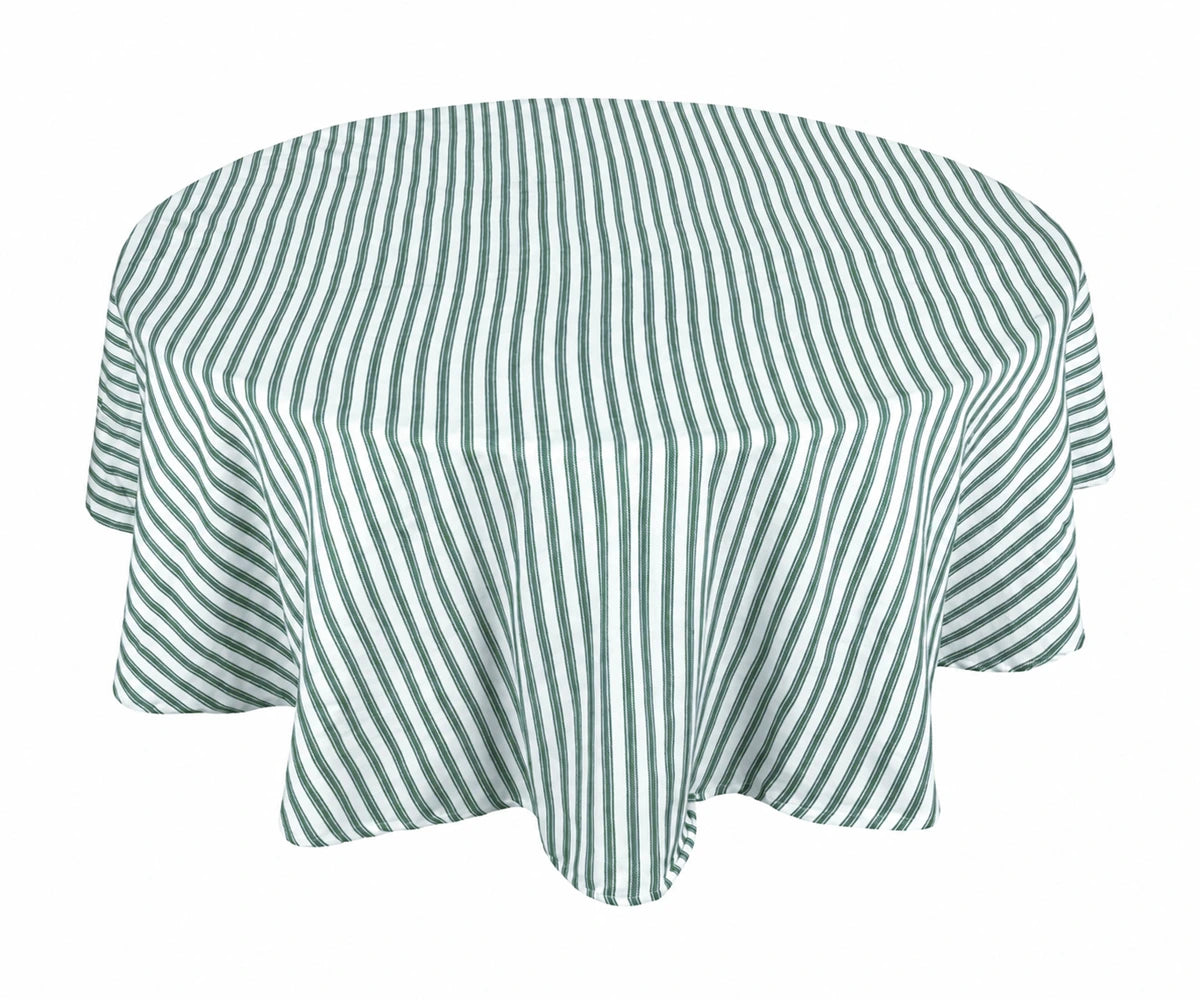 Green cotton tablecloth for farmhouse dining décor
