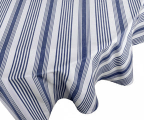 French striped navy and white cotton tablecloth 63 inch round dining table