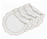 White Circle Placemats - Beige Scalloped
