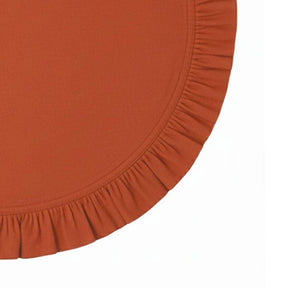 Terracotta cotton round placemat with ruffled edge