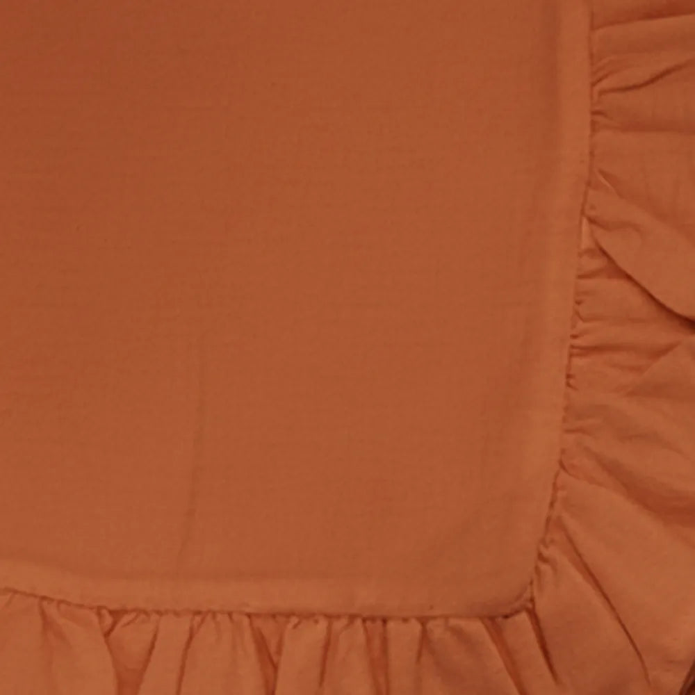 Bulk set of rust colored ruffle dinner napkins in 100% cotton