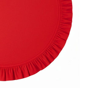 Cotton round placemat with ruffled edge in red for dining table