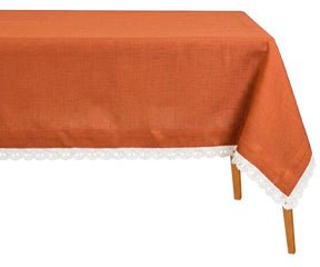 Rust  cotton lace tablecloth rustic kitchen table decor