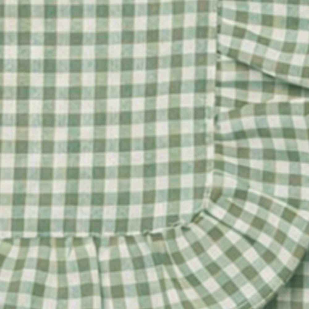 Sage green ruffle edge checked cotton napkin for dining decor