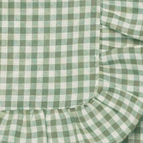 Sage green ruffle edge checked cotton napkin for dining decor