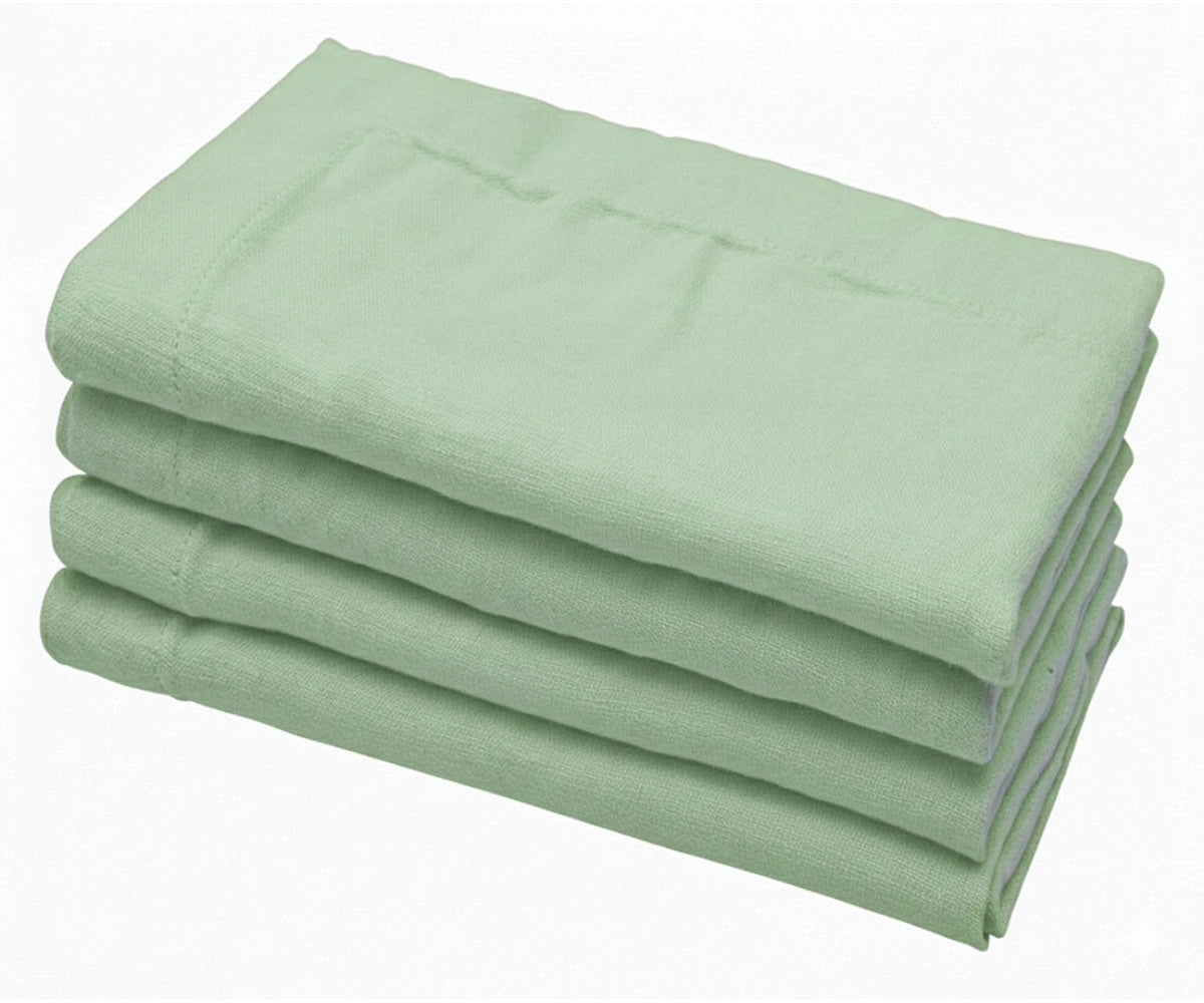 Sage green cotton linen blend napkins set of 4 with plain solid design, reusable farmhouse cloth napkins for modern and rustic dining decor