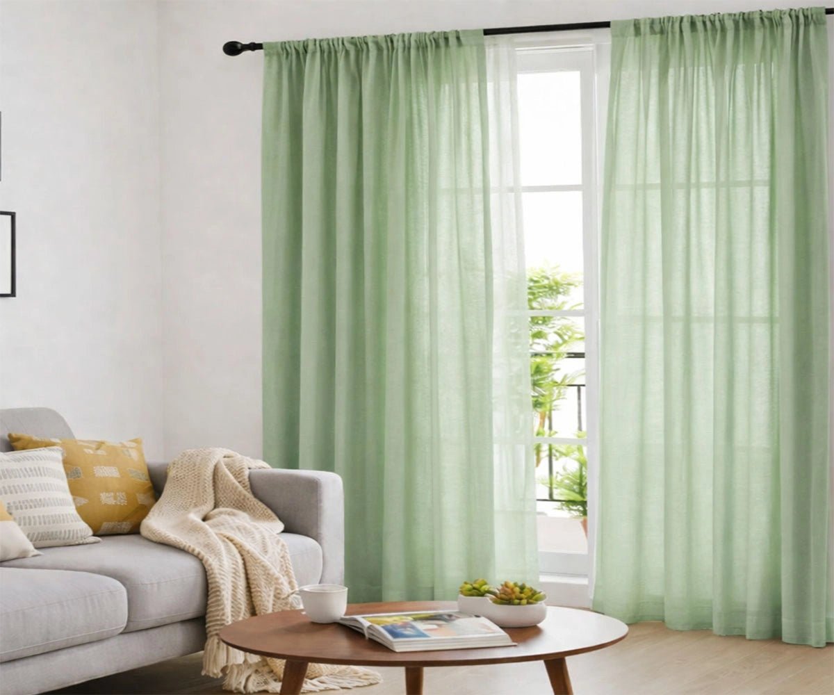 Warm Green cotton curtains for living room window