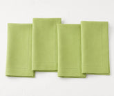Elegant sage green cotton hemstitch napkins, reusable washable cloth dinner napkins for weddings, rustic table settings, holiday gatherings, and everyday dining.