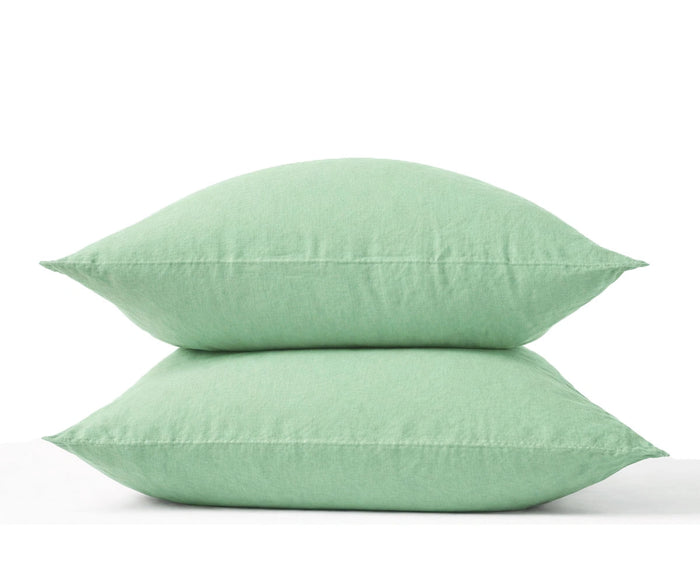 Sage Green Cotton Pillow Case Set – Breathable Solid Pillow Covers, 100 linen pillowcase