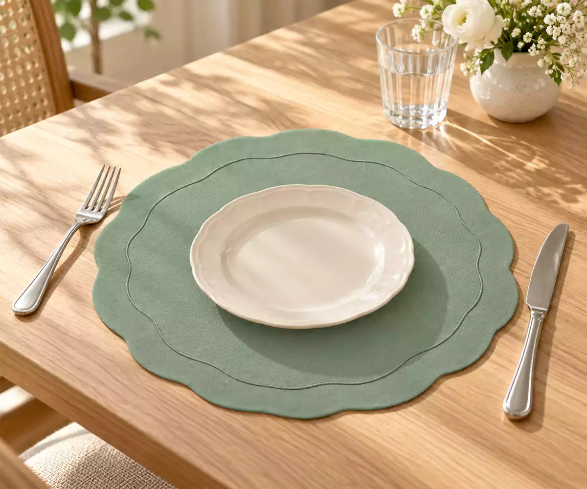 Sage Green Placemats - Embroidered