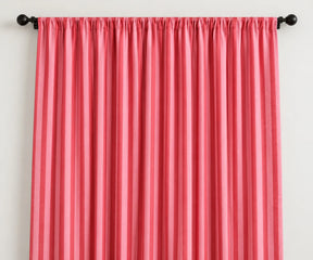 Red and pink striped cotton curtains, washable vertical cabana window panels for colorful cottage and farmhouse decor