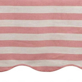 Blush Pink and white striped awning with scalloped edge