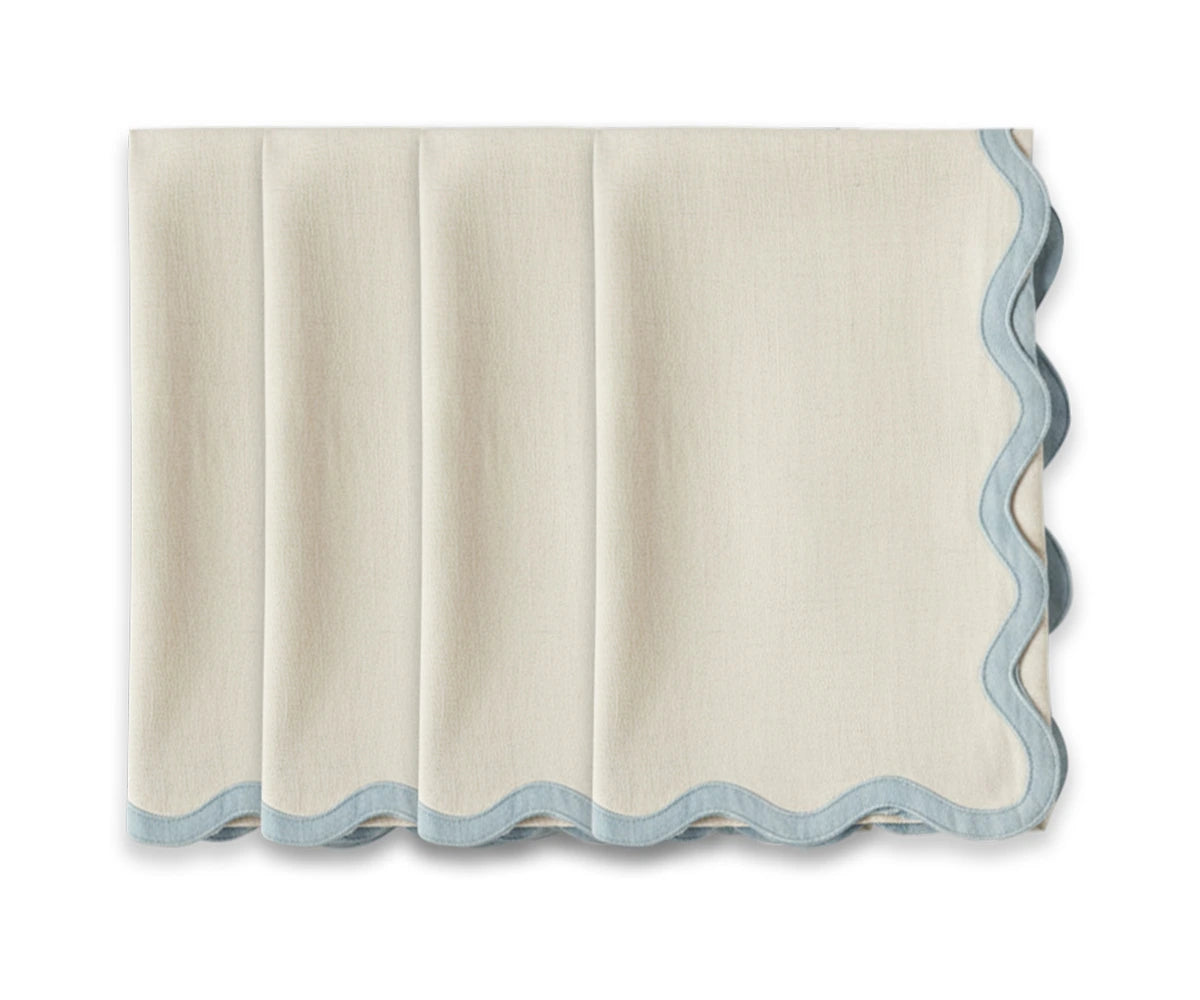 Eco-friendly European linen scallop edge napkin for dining tables