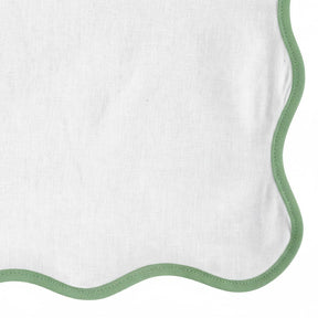 Sage green dining napkins with scalloped edge – 100% cotton table napkins for modern table décor.