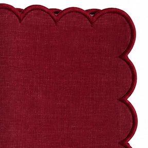 Burgundy cotton scalloped dinner napkin for Thanksgiving and holiday dining