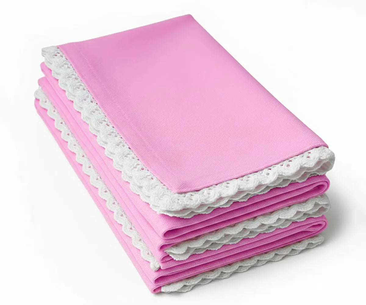 Soft durable cotton napkin with scalloped trim and lace finish, sustainable table linen accessory
