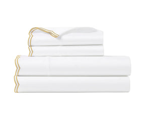 Beige scalloped edge cotton sheet set – king, queen, twin sizes
