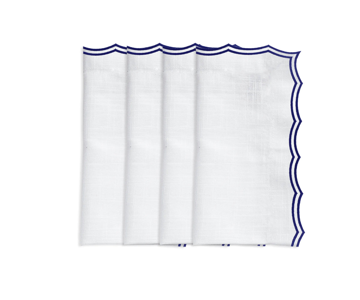 Set of 12 navy blue dinner napkins neatly folded