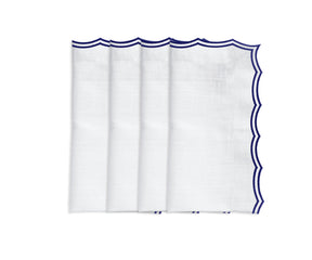 Set of 12 navy blue dinner napkins neatly folded