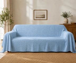 Elegant linen couch cover with a plain woven design for contemporary and classic interiors.