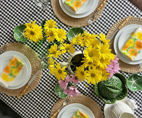 Bold Black and White Checkered Tablecloth - Modern Dining Statement