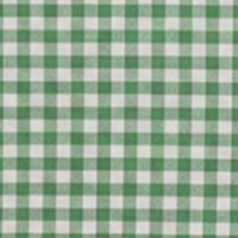 Green and white small checked cotton fabric pattern