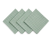 Stack of green buffalo check cotton napkins folded neatly