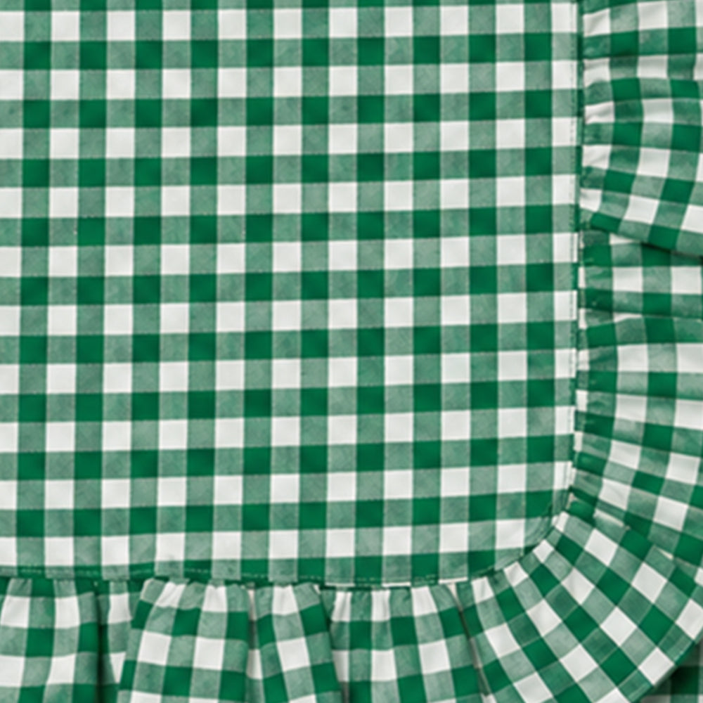 Sage green ruffle edge checked cotton napkin for dining decor