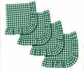 sage green gingham ruffle cloth napkins set of reusable cotton checkered table napkins with scalloped edge