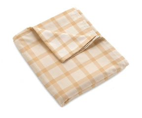 warm tone grid linen bed sheets soft linen printed bedding set farmhouse style